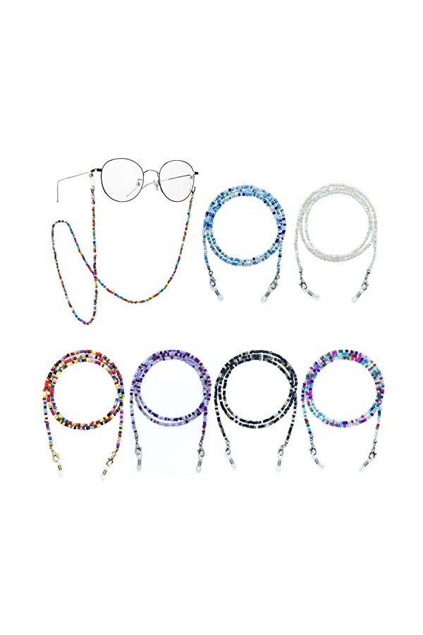 iTGOOS 6 Pièces Chaîne De Lunettes,Cordon De Lunettes Perles,Sangle De Collier De Lunettes,Lunettes Retenue Chaîne Pour Lunet