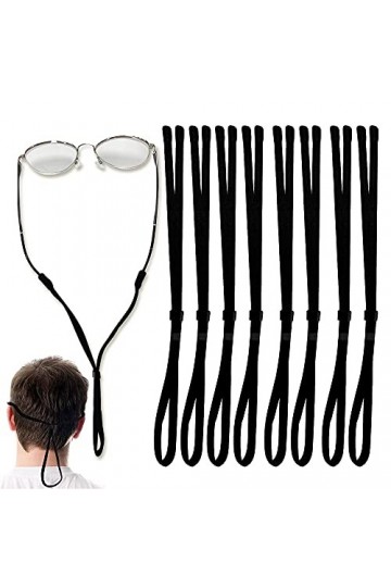 Cordon Lunettes Sport, 8 Pièce Réglable Cordons pour Lunette de Soleil avec Boucle pour Hommes, Femmes et Enfants, Accessoire