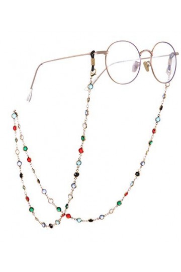 TEAMER Mode Coloré Chaîne de Lunettes de Soleil Sangle de Lunettes de Soleil Porte-Lunettes Cristal Déclaration Perlée Lectur
