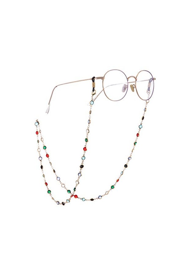 TEAMER Mode Coloré Chaîne de Lunettes de Soleil Sangle de Lunettes de Soleil Porte-Lunettes Cristal Déclaration Perlée Lectur