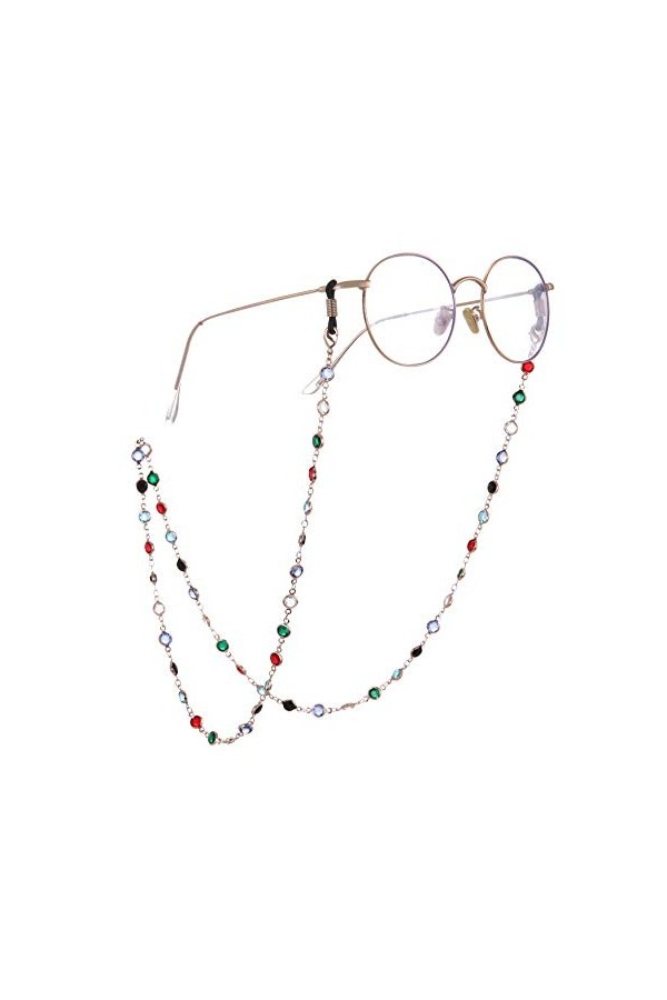 TEAMER Mode Coloré Chaîne de Lunettes de Soleil Sangle de Lunettes de Soleil Porte-Lunettes Cristal Déclaration Perlée Lectur