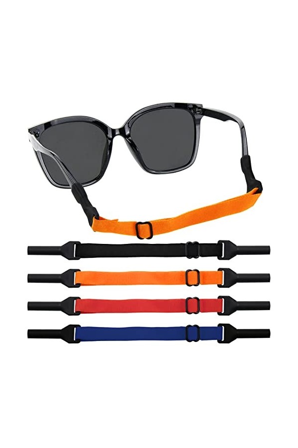 ZORRA Lot de 4 sangles de lunettes réglables universelles pour lunettes de soleil autour du cou pour hommes, femmes, enfants 