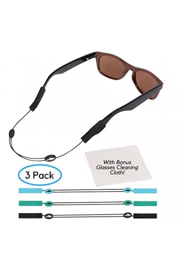 Lot de 3 sangles de lunettes réglables couleur requin – Sangle de lunettes sans queue – Support de cordon de lunettes – Ave