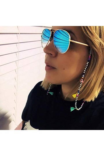 Bohend Boho Chaîne de lunettes de soleil bohémien Perle Pompons Chaîne de lunettes Perle Accessoires pour lunettes Pour Lunet