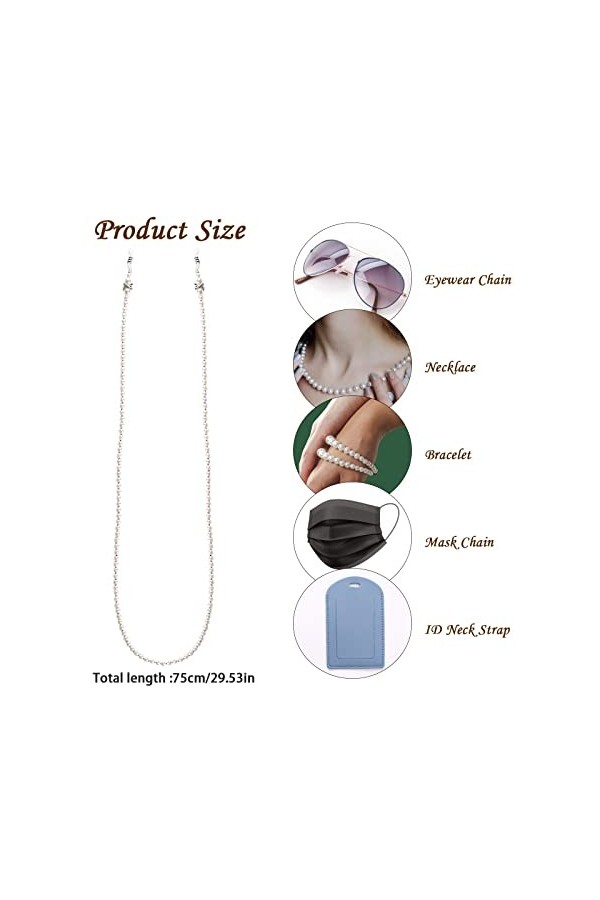 Chaîne de lunettes, chaîne de lunettes, chaîne de lunettes à perles, sangle de support de lunettes de soleil, colliers de sup