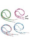 Lusofie 4 Pièces Chaîne Lunettes Femme Coloré Perlé Lunettes Cordon Réglable Lunettes Sangle Antidérapant Lunettes de Soleil 