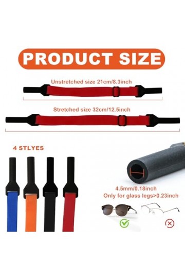 4 Pièces de Sangles de Lunettes Réglables, Sangle de Lunettes Universelle en Silicone pour Lunettes de Soleil pour Hommes Fem