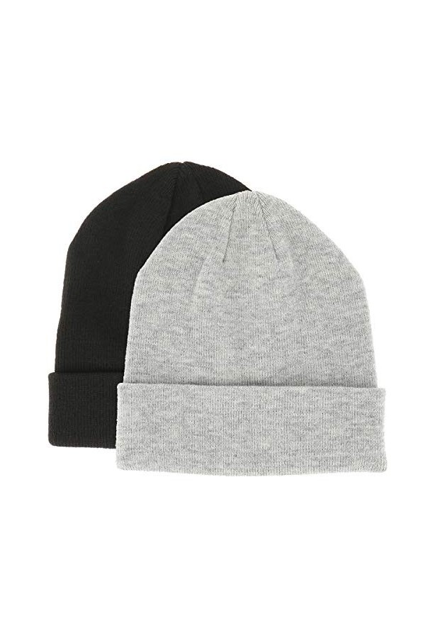 Bonnet Homme ou Femme Rouge - Bonnet Hiver Basic en Maille sans Pompon - 100% Acrylique - avec ou sans Revers - Modèle Simple