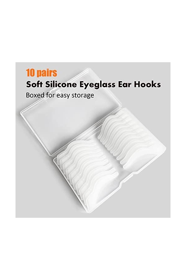 PTSLKHN Lot de 10 paires de crochets doreille antidérapants en silicone souple pour lunettes, lunettes de soleil, lunettes d