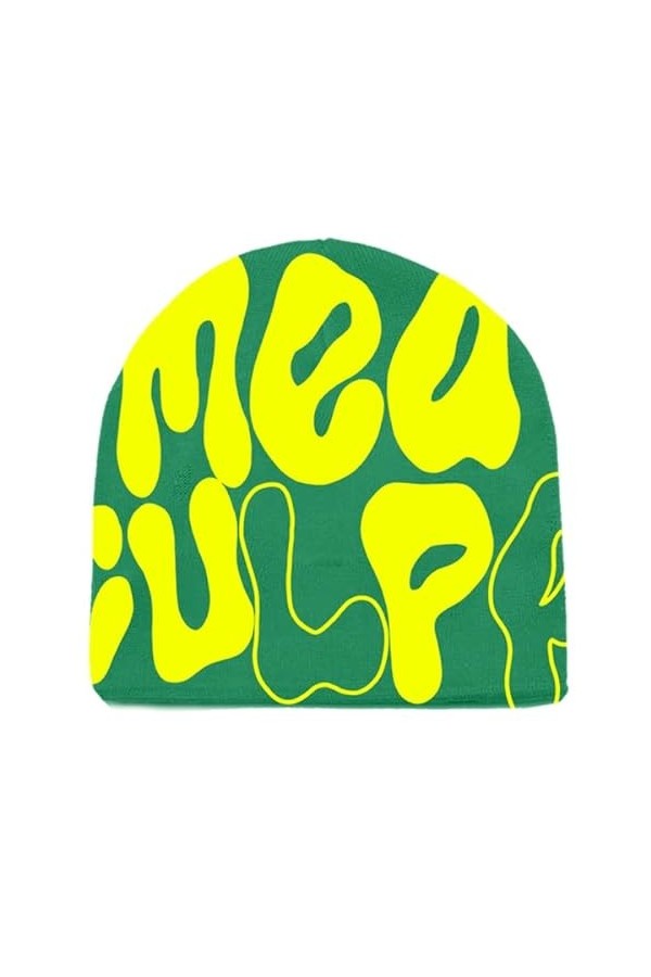 Elnuqok Bonnet dhiver tricoté sans fil pour femme - Bonnet dhiver chaud en tricot, Blanc et bleu, Taille unique