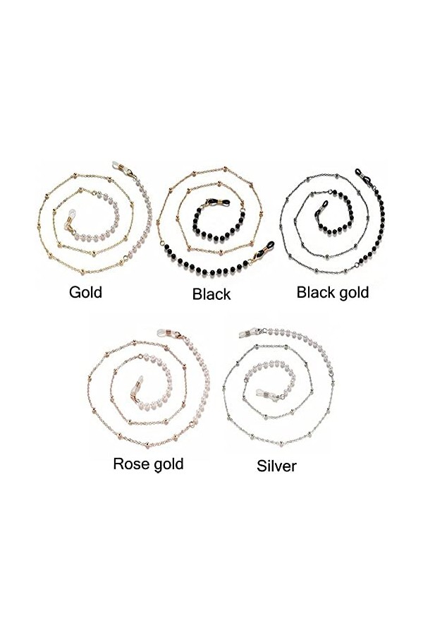 Générique Titulaire Longe Cadeau Lunettes Chaînes Perles Collier Lunettes Sangle Lunettes Cordon Lanière or rose 