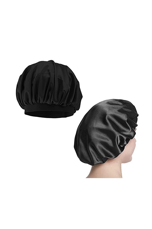 TUKNN Bonnet de Nuit Satin, Bonnet Satin Cheveux Nuit, Bonnet de Nuit Femme, Bonnet de Sommeil Ajustable Chapeau Nuit en Sati