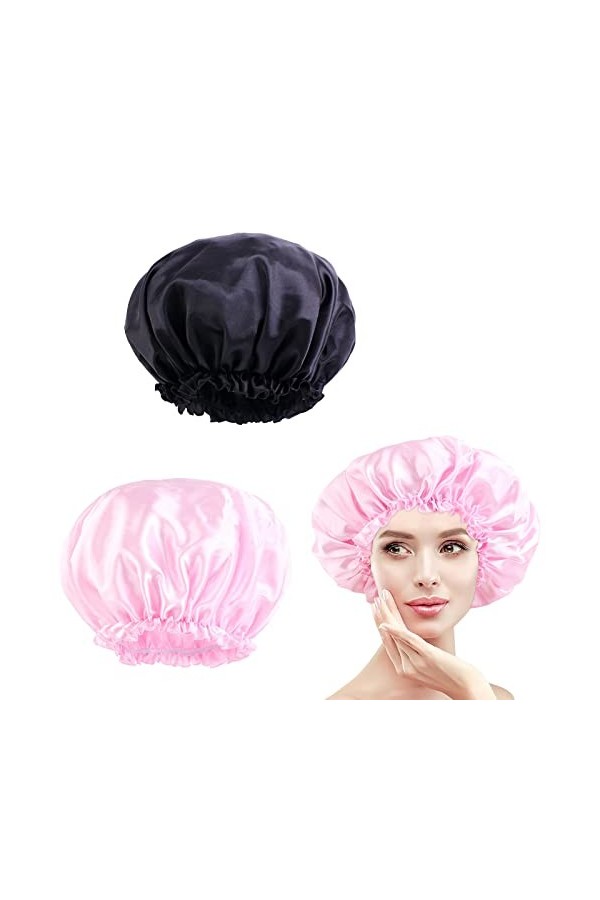 TUKNN Bonnet de Nuit Satin, Bonnet Satin Cheveux Nuit, Bonnet de Nuit Femme, Bonnet de Sommeil Ajustable Chapeau Nuit en Sati