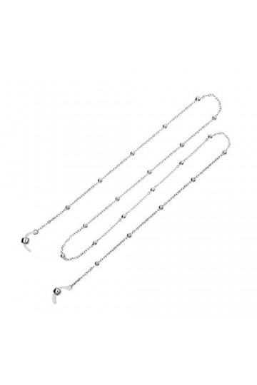 Générique 1 Pièces Lunettes Chaîne Lunettes Perlées Chaînes Lunettes De Soleil Lanière De Retenue Longe, environ 70cm, Argent
