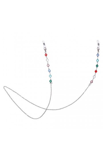 WLLHYF Chaîne de lunettes avec strass pour femme, Argenté, taille unique