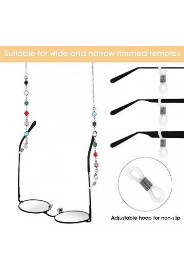 WLLHYF Chaîne de lunettes avec strass pour femme, Argenté, taille unique