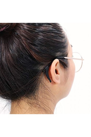 kwmobile Crochets doreille lunettes - Lot de 2x crochet doreille et 1x sangle pour lunettes en silicone antidérapant - noir