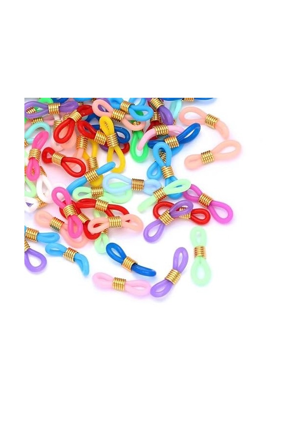 Générique 50 pcs Lunettes chaîne Silicone Caoutchouc Anneau antidérapant Bricolage connecteur Fournisseur Sangle Oeillets Cor
