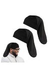 TSHAOUN Lot de 2 bonnets pour dreadlocks - Cheveux longs - Pour homme et femme - Noir