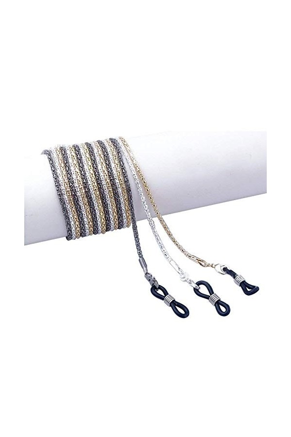 JIHUOO 3 Pièces Antidérapant Métal Chaîne de Lunettes Cordon Lunettes Corde à Lunettes de Soleil