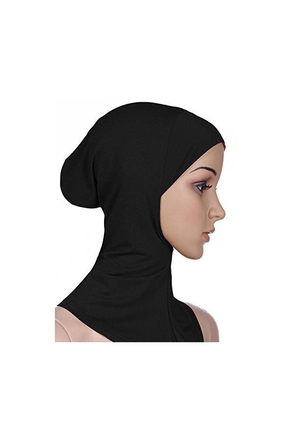 Bonnet sous-hijab pour femme islamique - couvre la tête, le cou et le torse Taille unique Noir