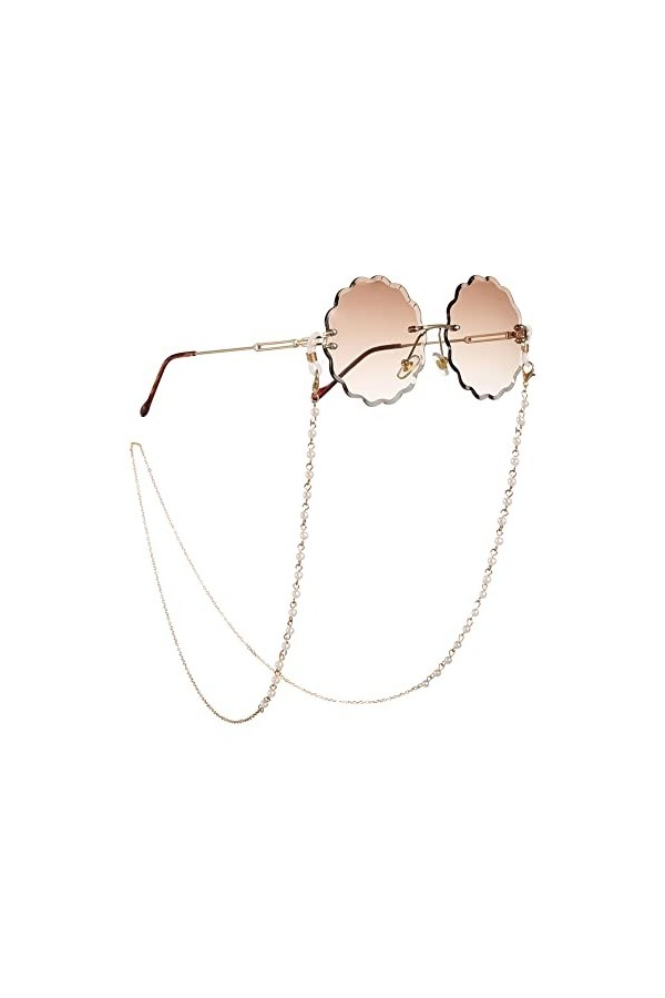 JIHUOO Chaîne de lunettes en métal avec perles - Cordon de retenue pour lunettes de soleil élégant