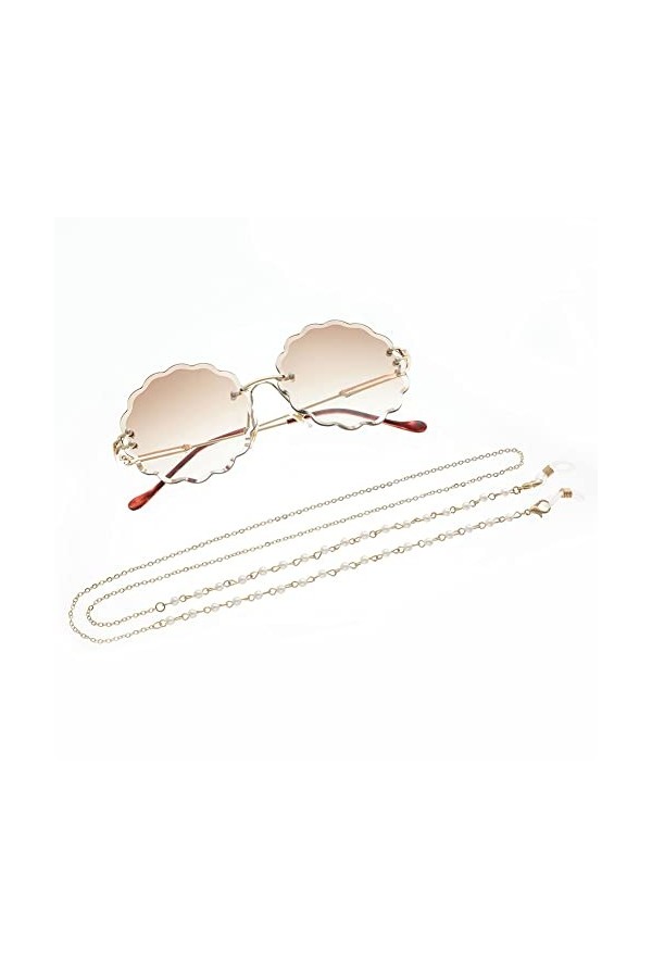 JIHUOO Chaîne de lunettes en métal avec perles - Cordon de retenue pour lunettes de soleil élégant