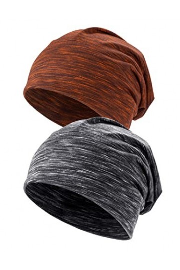 Kiiwah 2 Pièces Bonnet Hiver pour Hommes et Femmes, Unisexe Slouch Bonnet Long pour Sport, Chimio, Cancer, Sommeil Noir, Rou