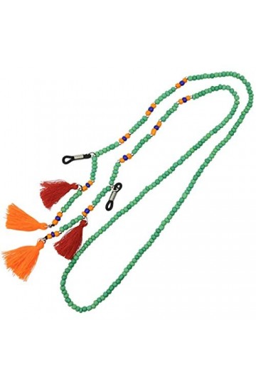 Cordon pour lunettes de lecture avec perles - Cordon de style bohème - De qualité supérieure et durable - Taille M, vert, M