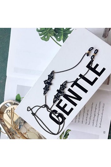 YYZLL Chaîne de lunettes de chauve-souris creuse noire chaînes perles lien porte-corde lunettes de soleil sangle cordon cou b