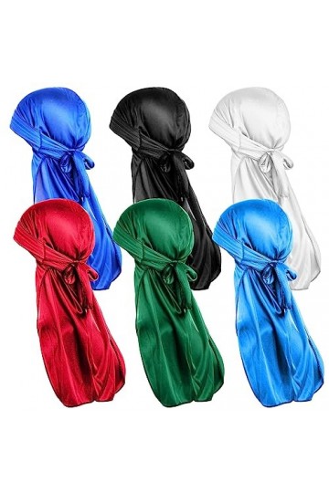 WLLHYF Bonnet de pirate en soie Durag à longue queue respirante pour 360 vagues bandana doux turban perte de cheveux chimio, 