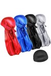 WLLHYF Bonnet de pirate en soie Durag à longue queue respirante pour 360 vagues bandana doux turban perte de cheveux chimio, 