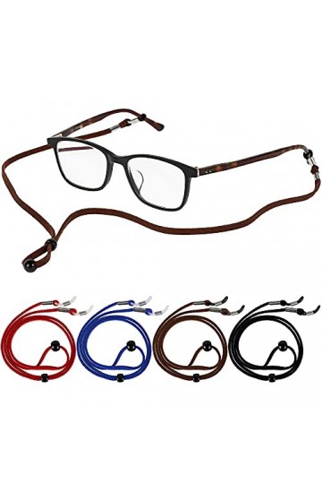 JTWEB 4 Pièces Cordon Lunettes Sport Noir,Chaînes Et Cordons à Lunettes Réglable,Cordon Lunettes Femme en Cuir Sangle de Lune