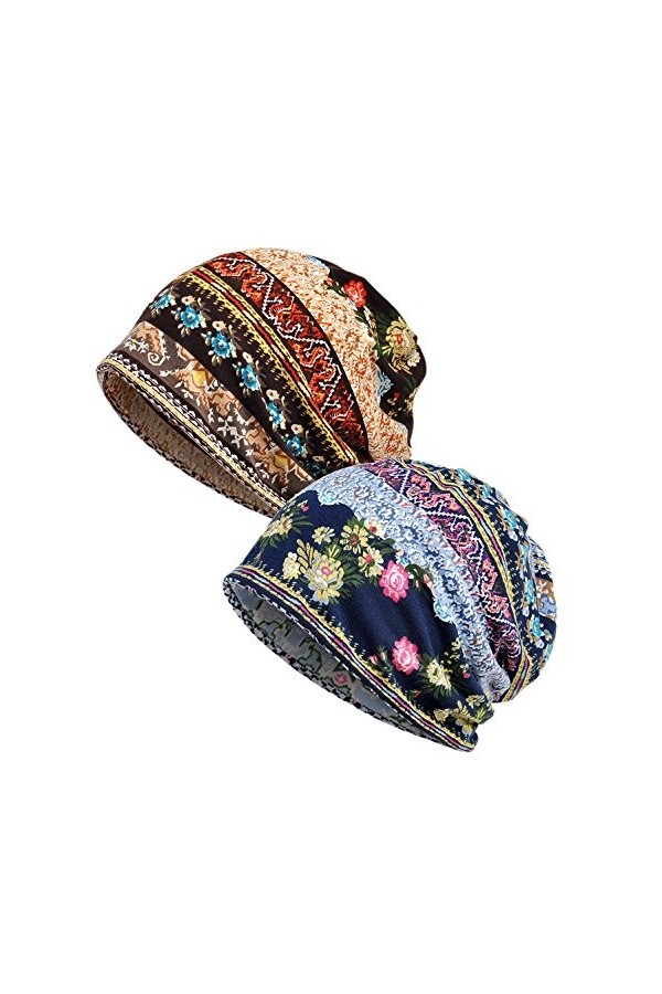 EEVASS Femme Bonnets Hut Bandeaux Turban Bandanas Multi-usages E, 2 