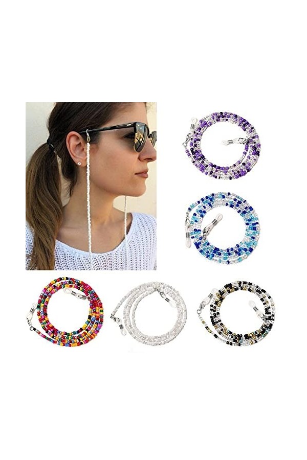 Lanière de lunettes multifonction Bohème coloré perles collier chaîne chaîne chaîne perlée cordon pour lunettes Wo Y9E6 masqu