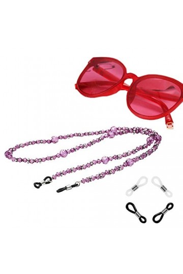 COMVIP Vogue Chaîne de Lunettes Femme Antidérapante Perle Violet en Acrylique