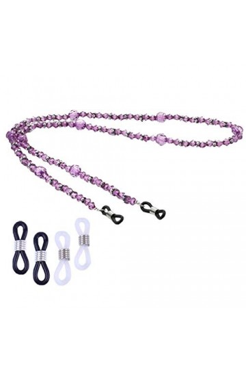 COMVIP Vogue Chaîne de Lunettes Femme Antidérapante Perle Violet en Acrylique