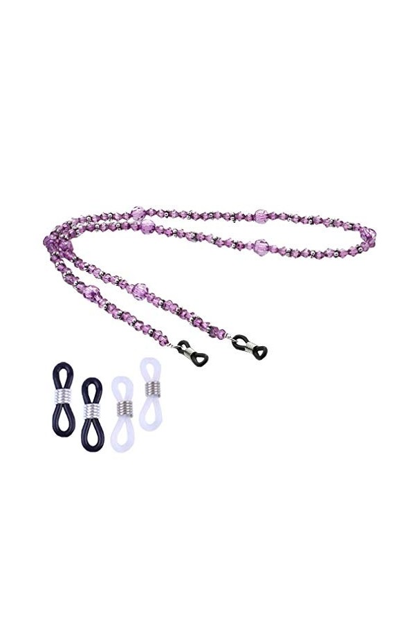 COMVIP Vogue Chaîne de Lunettes Femme Antidérapante Perle Violet en Acrylique