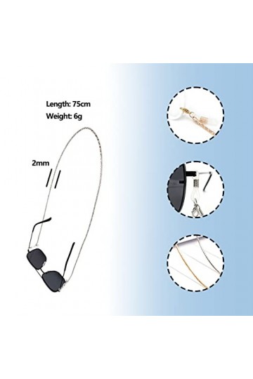 Lot de 2 chaînes de lunettes pour femme, cordons de lunettes de lecture cou Stra, chaîne de masque femme homme, porte-lunette