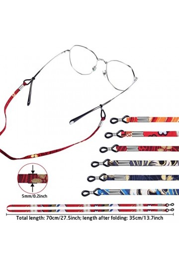 6 Cordon de Lunettes Antidérapant, Chaine Lunettes Femme, Corde à Lunette Fil Lunette Bohème, Lanière pour Lunettes Multicolo