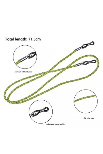 Naapesi 5 Pièces Cordons de Lunettes Cuir PU, Réglable Corde à Lunettes Chaîne, Hommes et Femmes Universel Lunettes Sangle, A