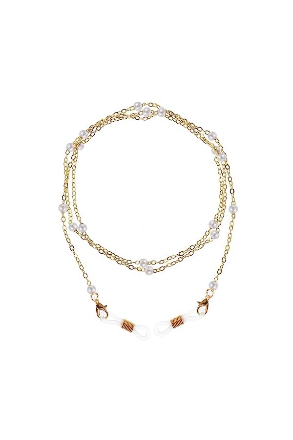 WLLHYF Chaîne de lunettes pour femme Chaîne de perles Corde à lunettes 1 porte-sangle autour du cou pour femme Lecture du sol
