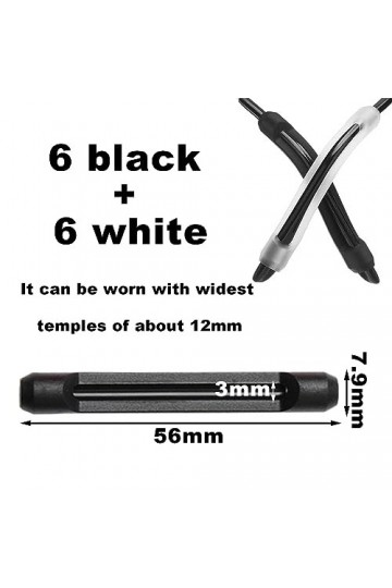 RUOJLING 6 Paires Protege Branche Lunette,Couvre-temples en Silicone,Crochet Doreille en Silicone Pour Antidérapant Lunettes