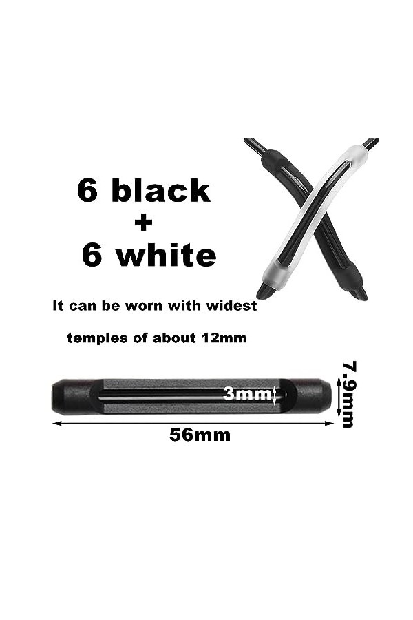 RUOJLING 6 Paires Protege Branche Lunette,Couvre-temples en Silicone,Crochet Doreille en Silicone Pour Antidérapant Lunettes