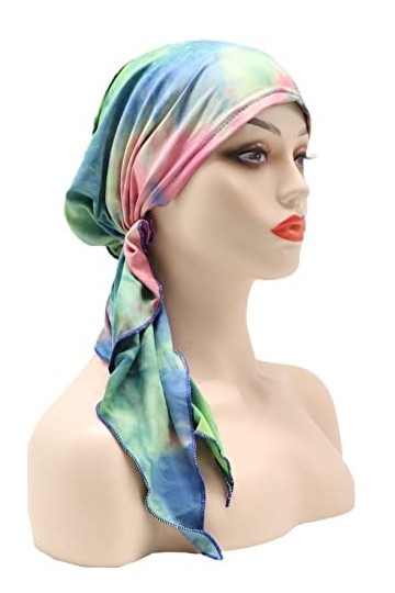 Awlsyj Turban pour femme - Pour chimiothérapie, cancer - Bonnet pré-noué, 4 pièces tie-dye, taille unique
