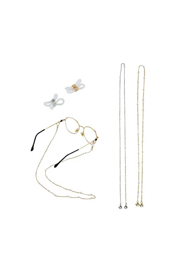 AolKee 2 pièces Chaine Lunettes Femme, chaîne de lunettes de soleil, chaîne pour lunettes, chaîne de lunettes, sangle de lune