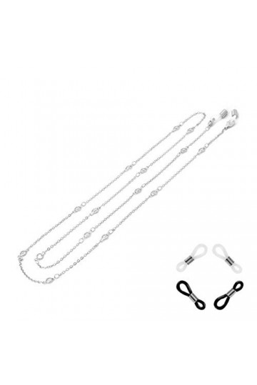 COMVIP Rétro Chaîne de Lunettes Strass Vogue Cordon pour Lunettes de Vue Argenté