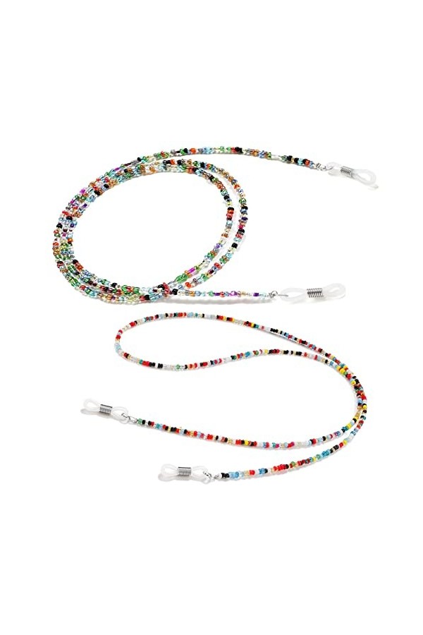 2 Pack chaînes de lunettes pour femmes, collier de lunettes de lecture, chaîne de masque pour femmes et hommes, porte-lunette
