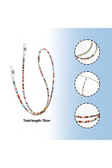 2 Pack chaînes de lunettes pour femmes, collier de lunettes de lecture, chaîne de masque pour femmes et hommes, porte-lunette