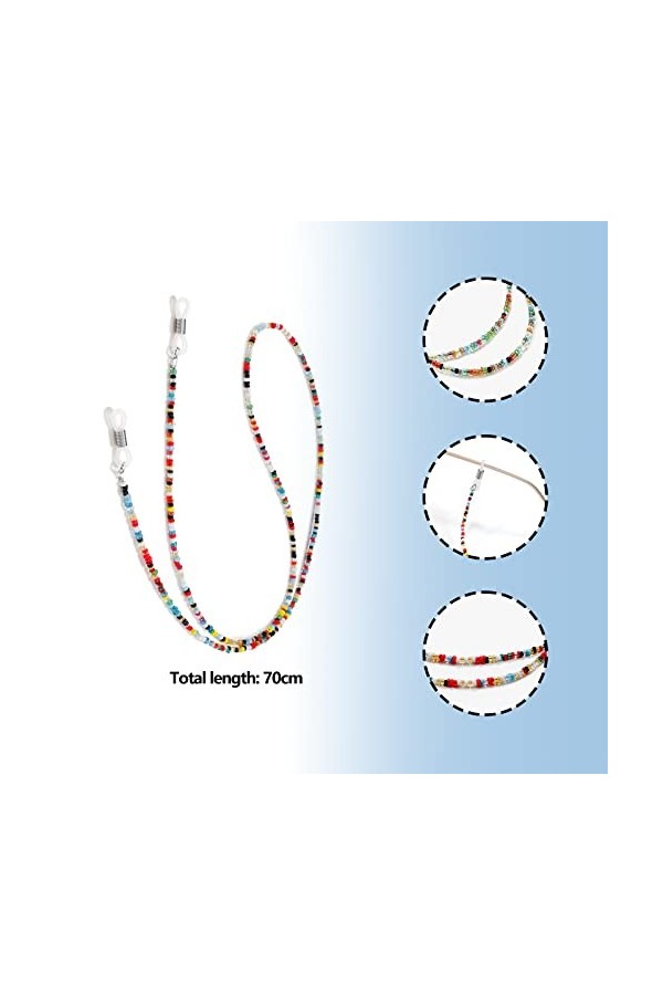 2 Pack chaînes de lunettes pour femmes, collier de lunettes de lecture, chaîne de masque pour femmes et hommes, porte-lunette